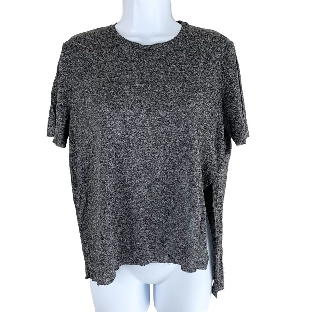 Aritzia Wilfred T-Shirt Heathered Asymmetrical Side Slit Short Sleeve Size XXS